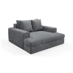 Divano Fisso 2 Posti Grigio Scuro Cuscini Sfoderabili Braccioli 162x167x86h cm, Posti a Sedere 2 - Comazzo