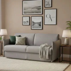 Divano Fisso 2 Posti Grigio Sfoderabile Idrorepellente 185x95x100h cm, Lavabile Made in Italy - Lapio