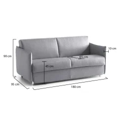 Divano Fisso 2 Posti Grigio Sfoderabile Idrorepellente 185x95x100h cm, Lavabile Made in Italy - Lapio