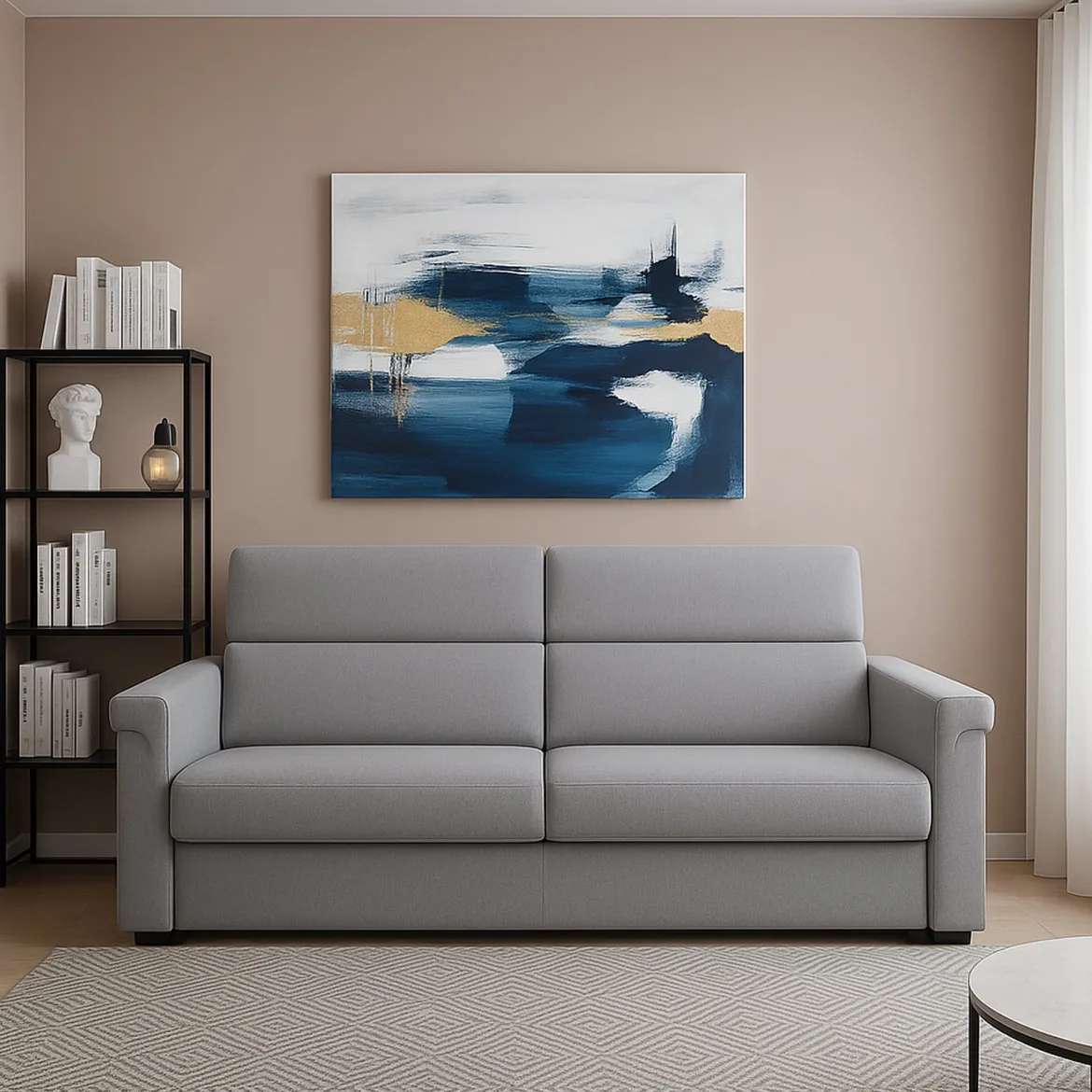 Divano Fisso 2 Posti Grigio Sfoderabile Idrorepellente 205x95x100h cm, Lavabile Made in Italy - Gorreto