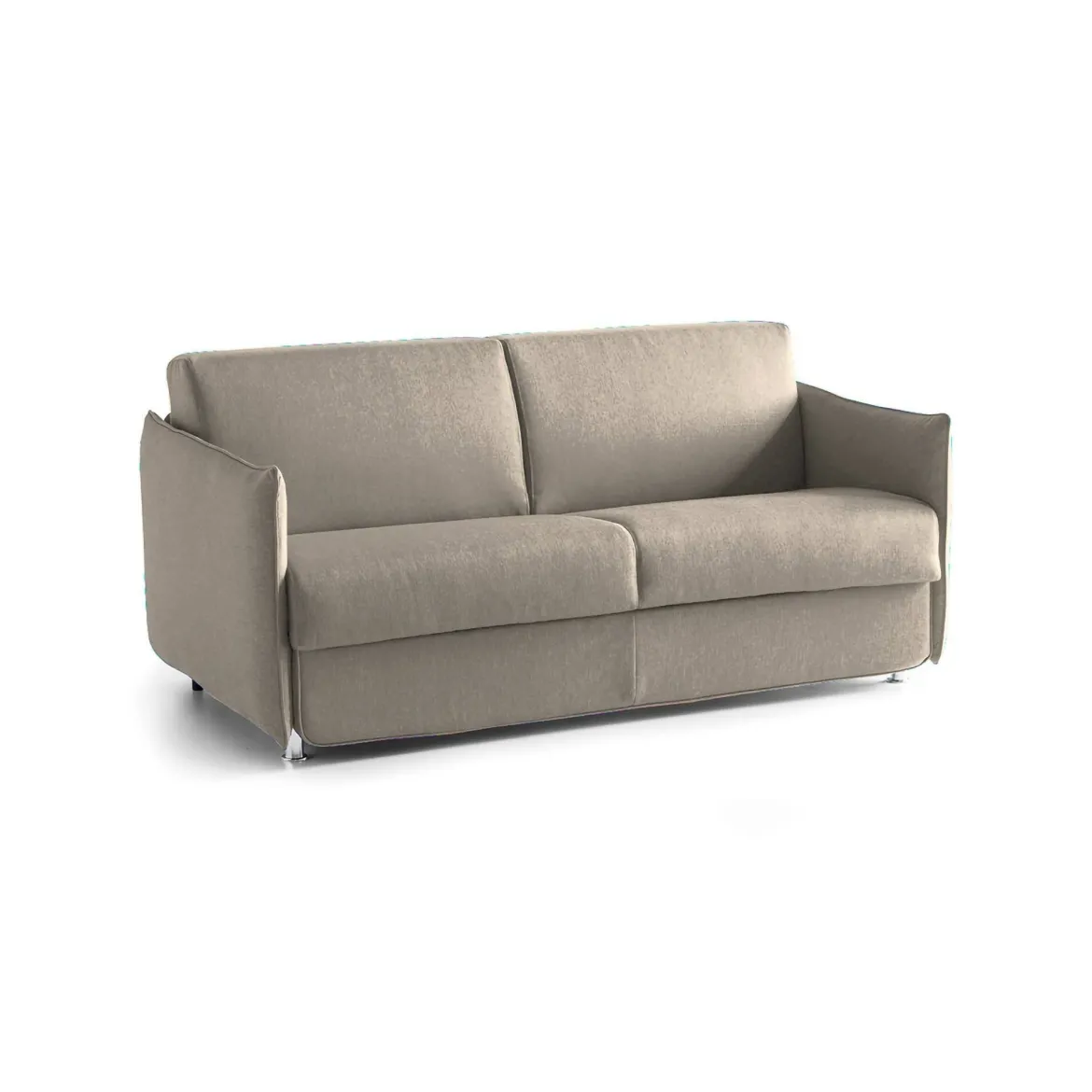 Divano Fisso 2 Posti Grigio Tortora Sfoderabile Idrorepellente 160x95x90h cm, Lavabile Made in Italy - Monleale