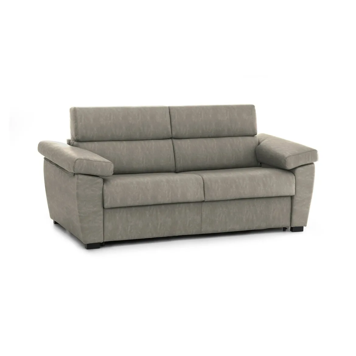 Divano Fisso 2 Posti Grigio Tortora Sfoderabile Idrorepellente 205x95x100h cm, Lavabile Made in Italy - Gorreto