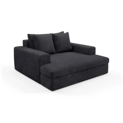 Divano Fisso 2 Posti Nero Cuscini Sfoderabili Braccioli 162x167x86h cm, Posti a Sedere 2 - Comazzo