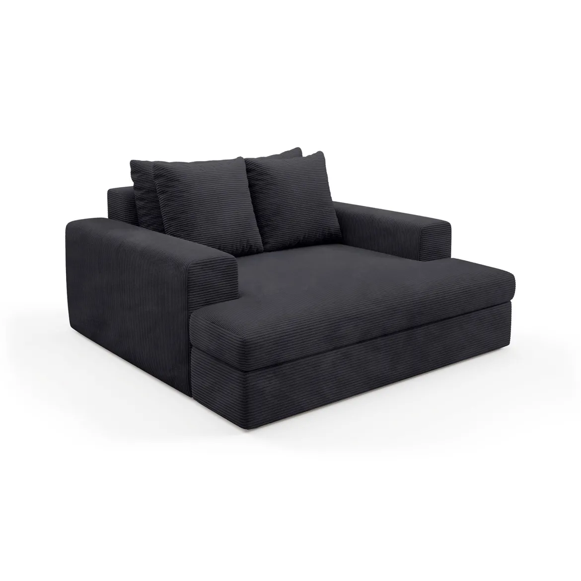 Divano Fisso 2 Posti Nero Cuscini Sfoderabili Braccioli 162x167x86h cm, Posti a Sedere 2 - Comazzo