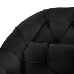Divano Fisso 2 Posti Nero oro Effetto Velluto Trapuntato Braccioli 130x83x91h cm, Cuscini Inclusi - Diskit