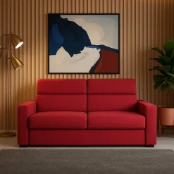 Divano Fisso 2 Posti Rosso Sfoderabile Idrorepellente 200x95x100h cm, Lavabile Made in Italy - Letino