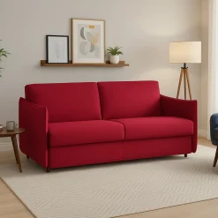 Divano Fisso 3 Posti Rosso Sfoderabile Lavabile 200x95 cm, Braccioli Made in Italy - Severo