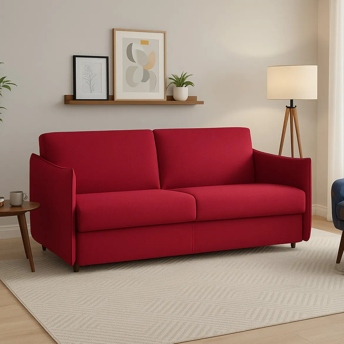 Divano Fisso 3 Posti Rosso Sfoderabile Lavabile 200x95 cm, Braccioli Made in Italy - Severo