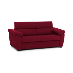 Divano Fisso 3 Posti Rosso Sfoderabile Lavabile 225x95 cm, Braccioli Made in Italy - Giffone