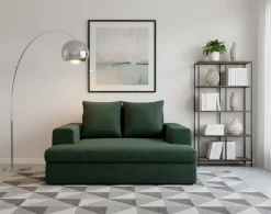 Divano Fisso 2 Posti Verde Cuscini Sfoderabili Braccioli 162x167x86h cm, Posti a Sedere 2 - Comazzo