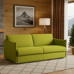 Divano Fisso 2 Posti Verde Sfoderabile Idrorepellente 160x95x90h cm, Lavabile Made in Italy - Monleale