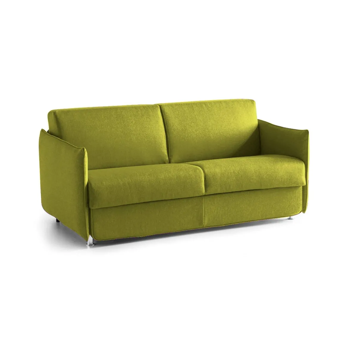 Divano Fisso 2 Posti Verde Sfoderabile Idrorepellente 160x95x90h cm, Lavabile Made in Italy - Monleale