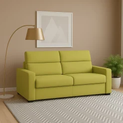 Divano Fisso 2 Posti Verde Sfoderabile Idrorepellente 200x95x100h cm, Lavabile Made in Italy - Letino