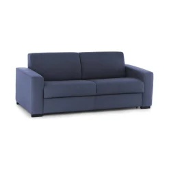 Divano in legno e ferro rivestito in tessuto blu 160x95x90h cm - Malachite