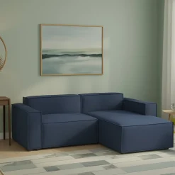 Divano in legno e ferro rivestito in tessuto grigio 180x95x90h cm - Azzurrite