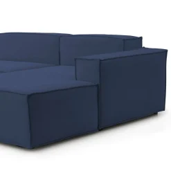 Divano in legno e ferro rivestito in tessuto blu 240x170x70h cm - Ameli