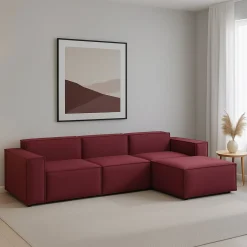Divano in legno e ferro rivestito in tessuto tortora 160x95x85h cm - Aggius