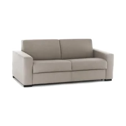 Divano in legno e ferro rivestito in tessuto tortora 180x95x90h cm - Cianite