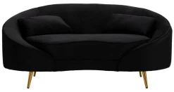 Divano in legno e metallo rivestito in tessuto nero e oro 148x84x68h cm - Gupta