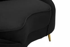 Divano in legno e metallo rivestito in tessuto nero e oro 148x84x68h cm - Gupta
