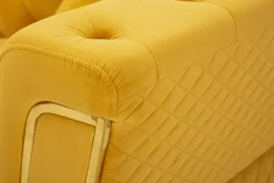 Divano in legno rivestito in tessuto ocra e oro 162x83x76h cm - Casio