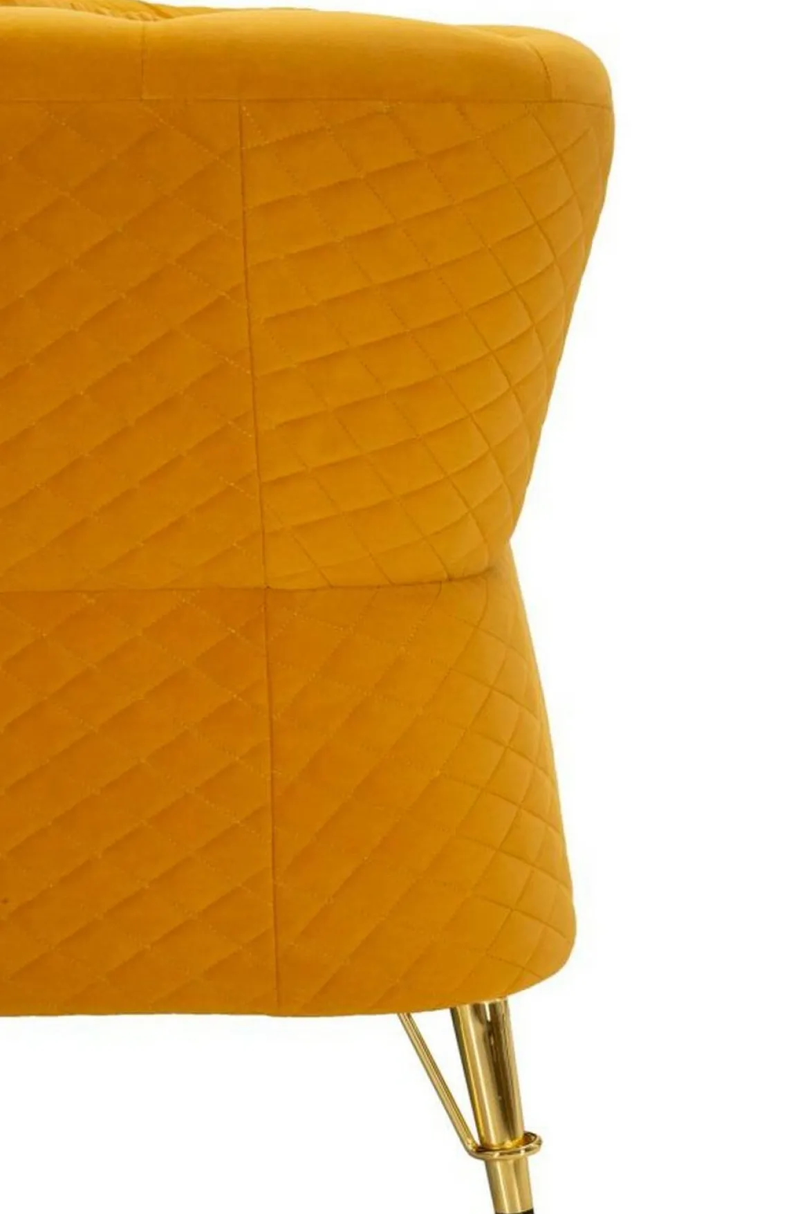 Divano in legno rivestito in tessuto ocra e oro 162x83x76h cm - Casio