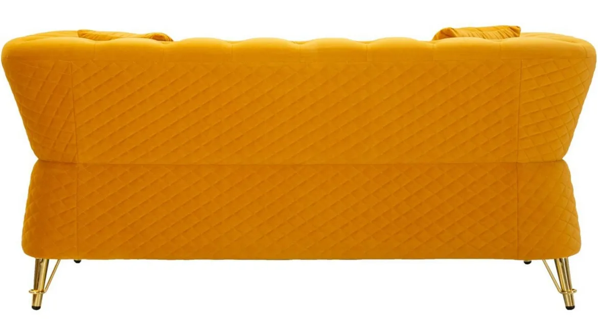 Divano in legno rivestito in tessuto ocra e oro 162x83x76h cm - Casio