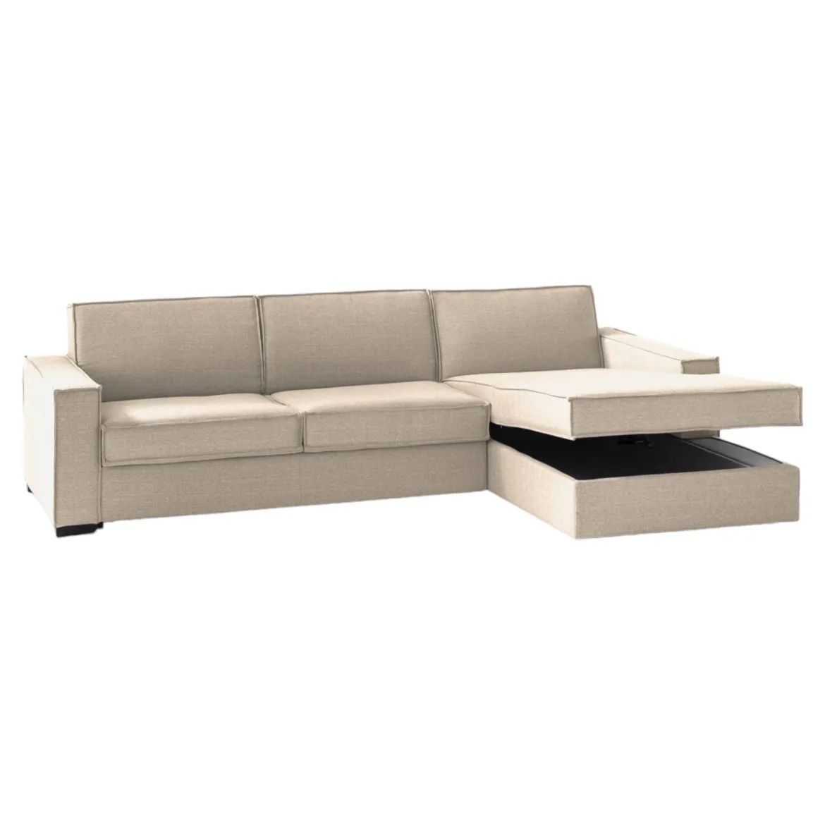 Divano in metallo rivestito in tessuto beige 260x95x90h cm - Assobasso