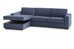 Divano in metallo rivestito in tessuto blu 260x95x90h cm - Sodalite