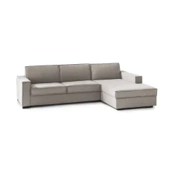 Divano in metallo rivestito in tessuto tortora 260x95x90h cm - Assobasso