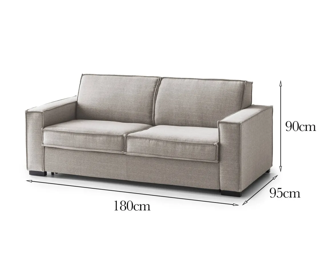 Divano lavabile tortora 180x95x90h cm - Ayramah