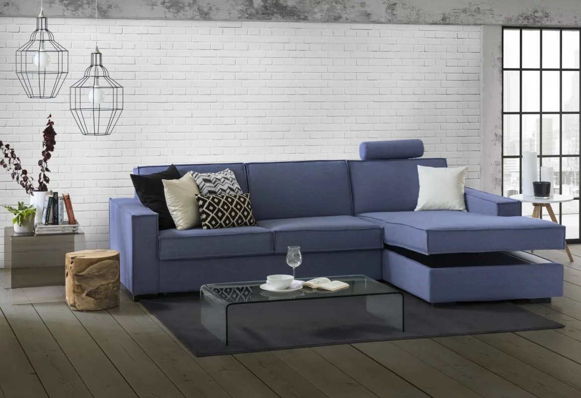 Divano letto angolare blu 260x95cm - Afar