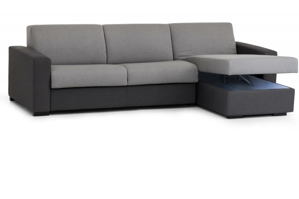 Divano letto angolare grigio e antracite 280x95cm - Aika