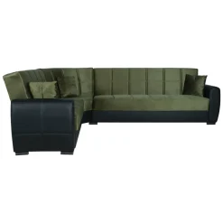 Divano letto angolare nero e verde 305x238cm - Gaillardia