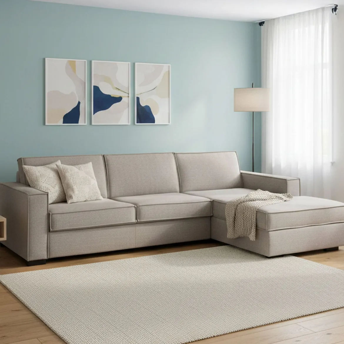 Divano letto angolare tortora 260x95cm - Afar