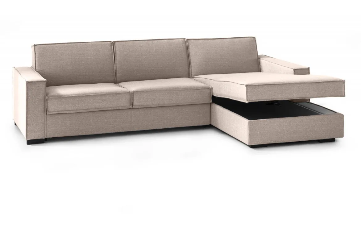Divano letto angolare tortora 260x95cm - Afar