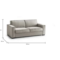 Divano letto apertura girevole tortora 180x95cm - Alisa
