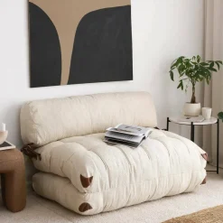 Divano letto comodo crema 120x75cm - Surigae