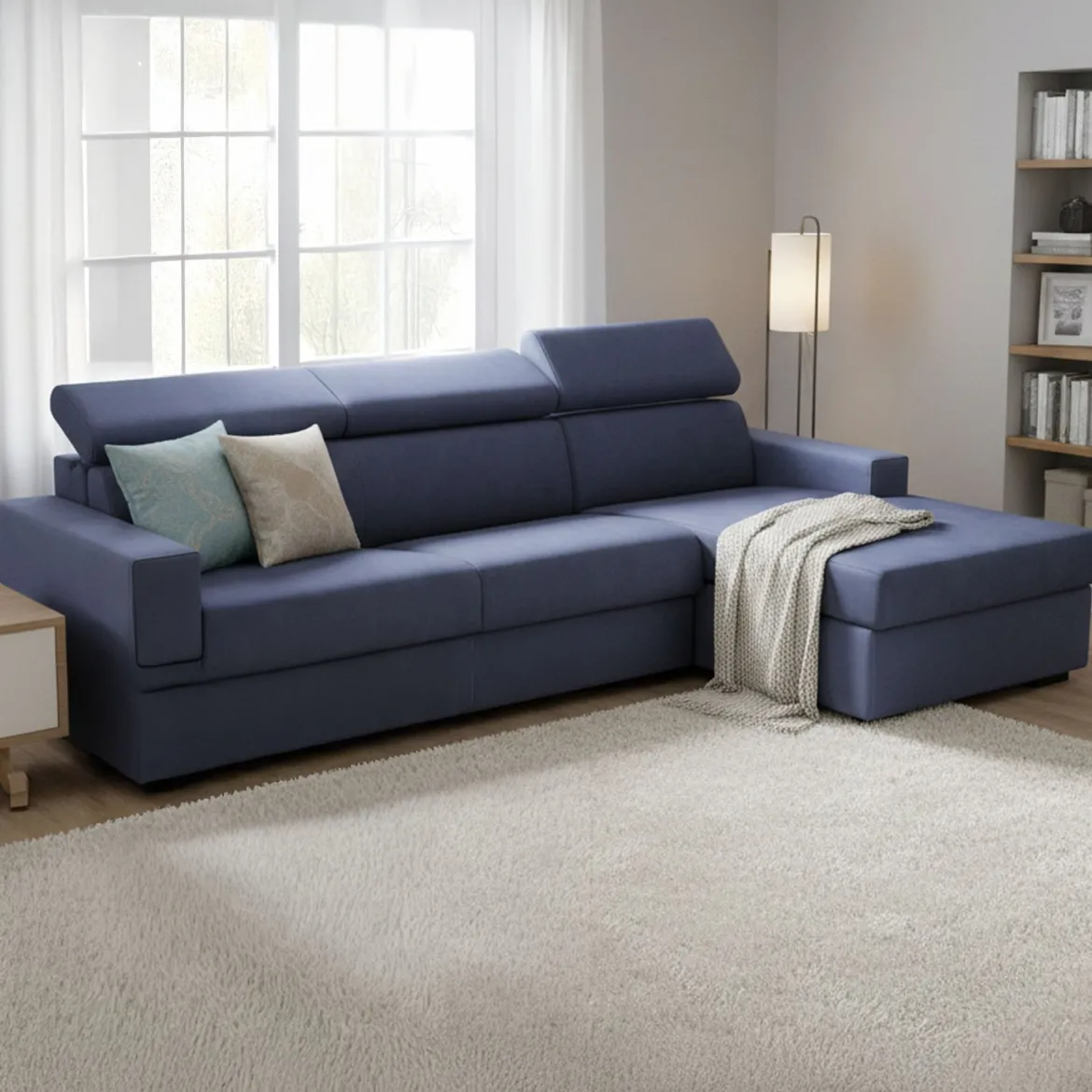 Divano letto compatto blu 280x95cm - Achico