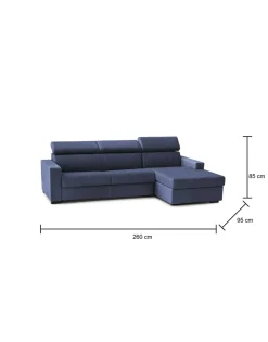 Divano letto compatto blu 280x95cm - Achico