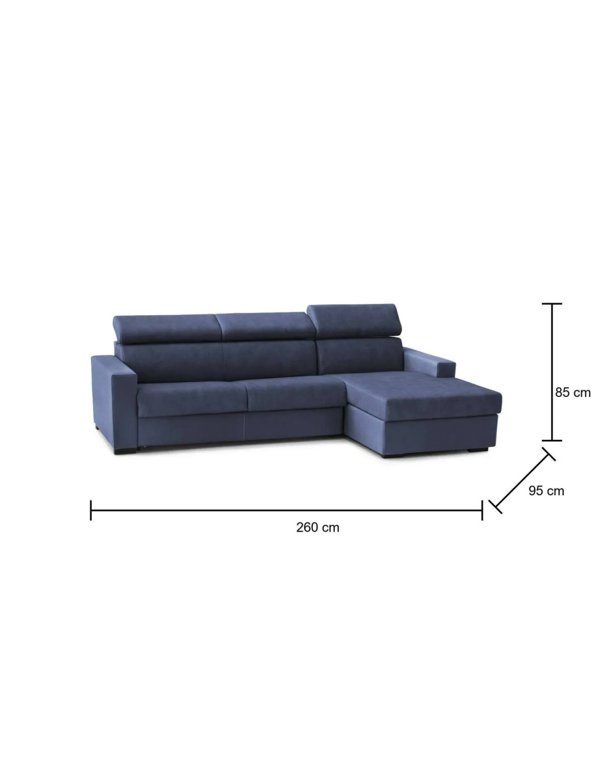 Divano letto compatto blu 280x95cm - Achico