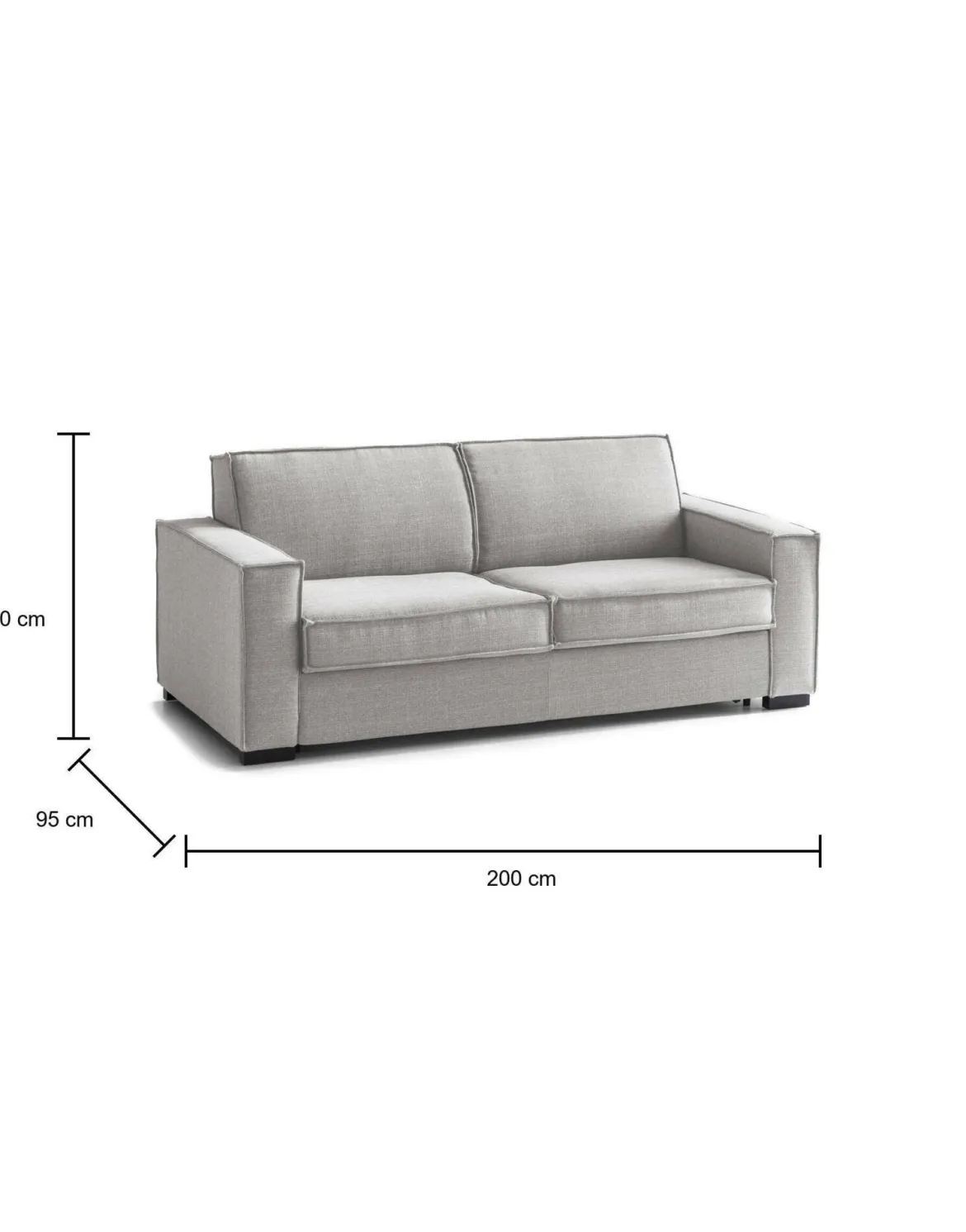 Divano letto compatto grigio 260x95cm - Allegria
