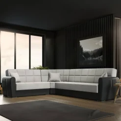 Divano letto compatto nero e grigio 305x238cm - Gaillardia