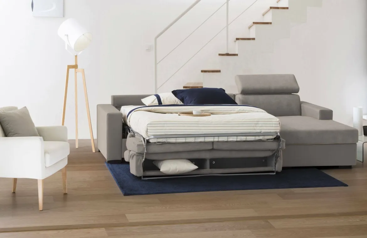 Divano letto compatto tortora 280x95cm - Allevatore