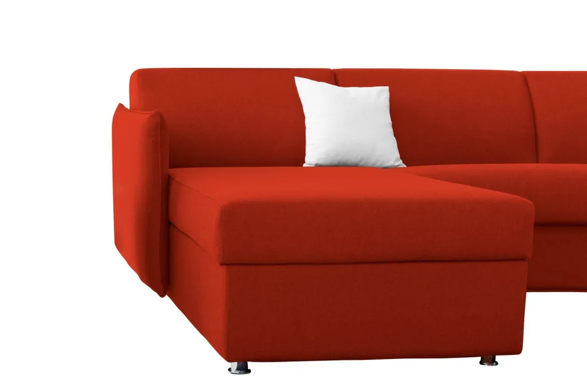 Divano Letto con Penisola Arancione Sfoderabile Contenitore 260x160 cm, Idrorepellente Multiposizione Trasformabile in Letto Made in Italy - Sumirago