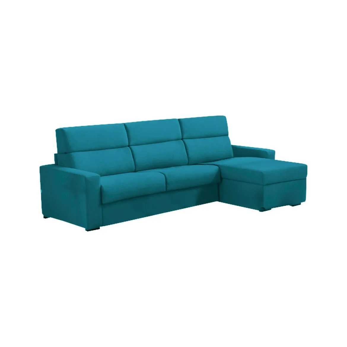 Divano Letto con Penisola Azzurro Sfoderabile Contenitore 280x160 cm, Idrorepellente Multiposizione Trasformabile in Letto Made in Italy - Pusiano