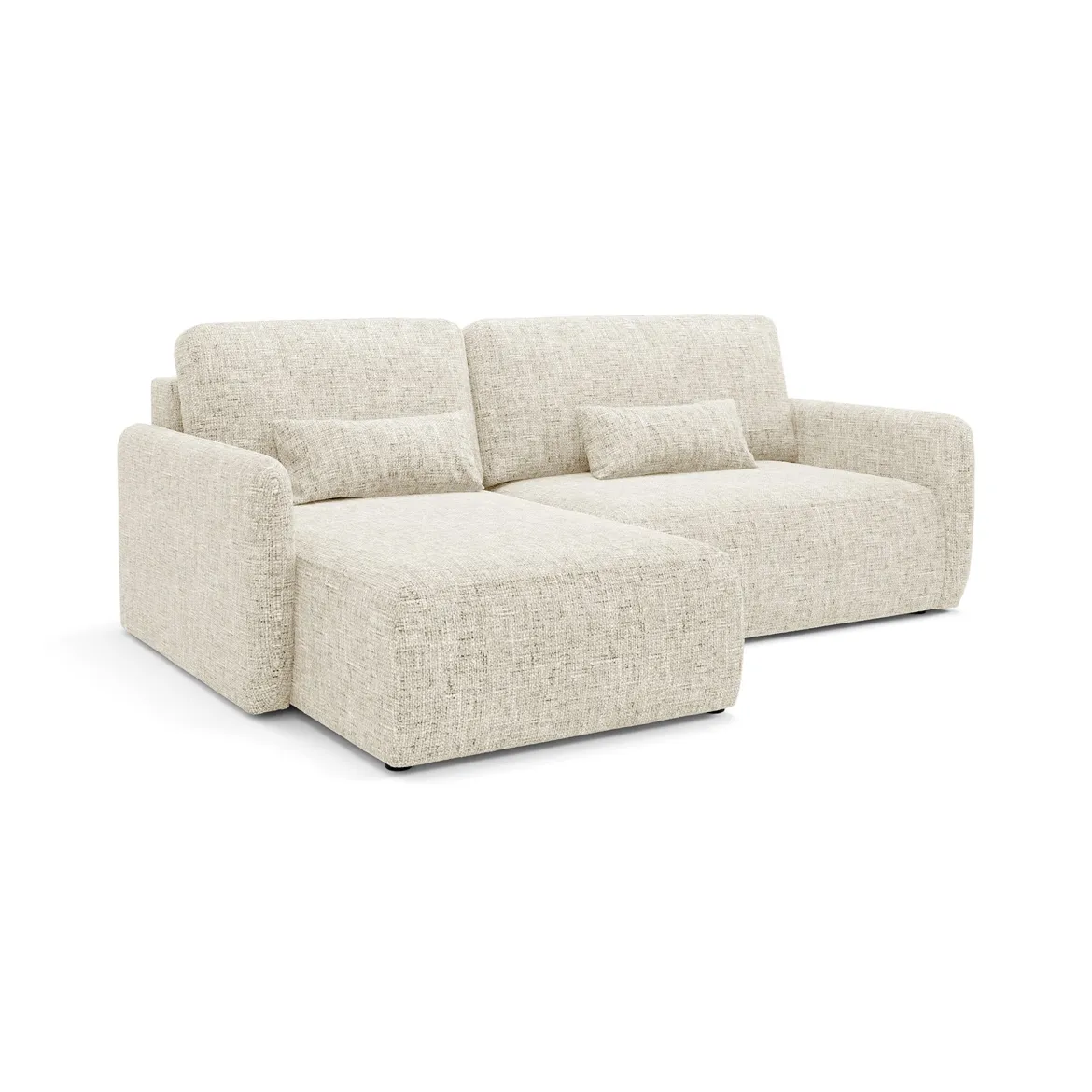Divano Letto con Penisola Beige Chiaro Contenitore Reclinabile 229x148 cm, Cuscini Sfoderabili - Rezzo