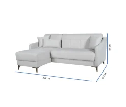 Divano Letto con Penisola Beige Contenitore 207x157 cm, Lavabile - Propata