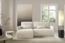 Divano Letto con Penisola Beige Contenitore Reclinabile 207x148 cm, Reversibile - Pagno