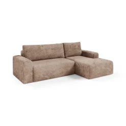 Divano Letto con Penisola Beige Contenitore Reclinabile 268x163 cm, Cuscini Sfoderabili - Folgarida